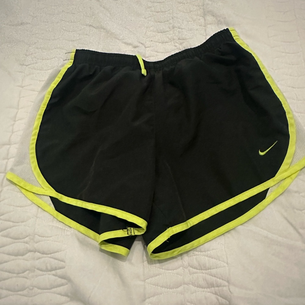 Nike Black and Yellow Athletic Shorts with Moisture-Wicking Fabric